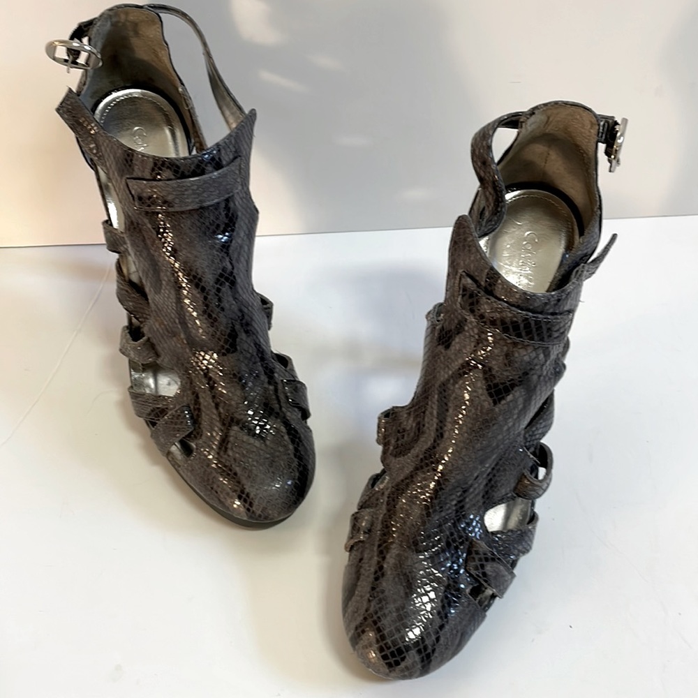 Calvin Klein Grey Snake-Skin Gladiator Heels